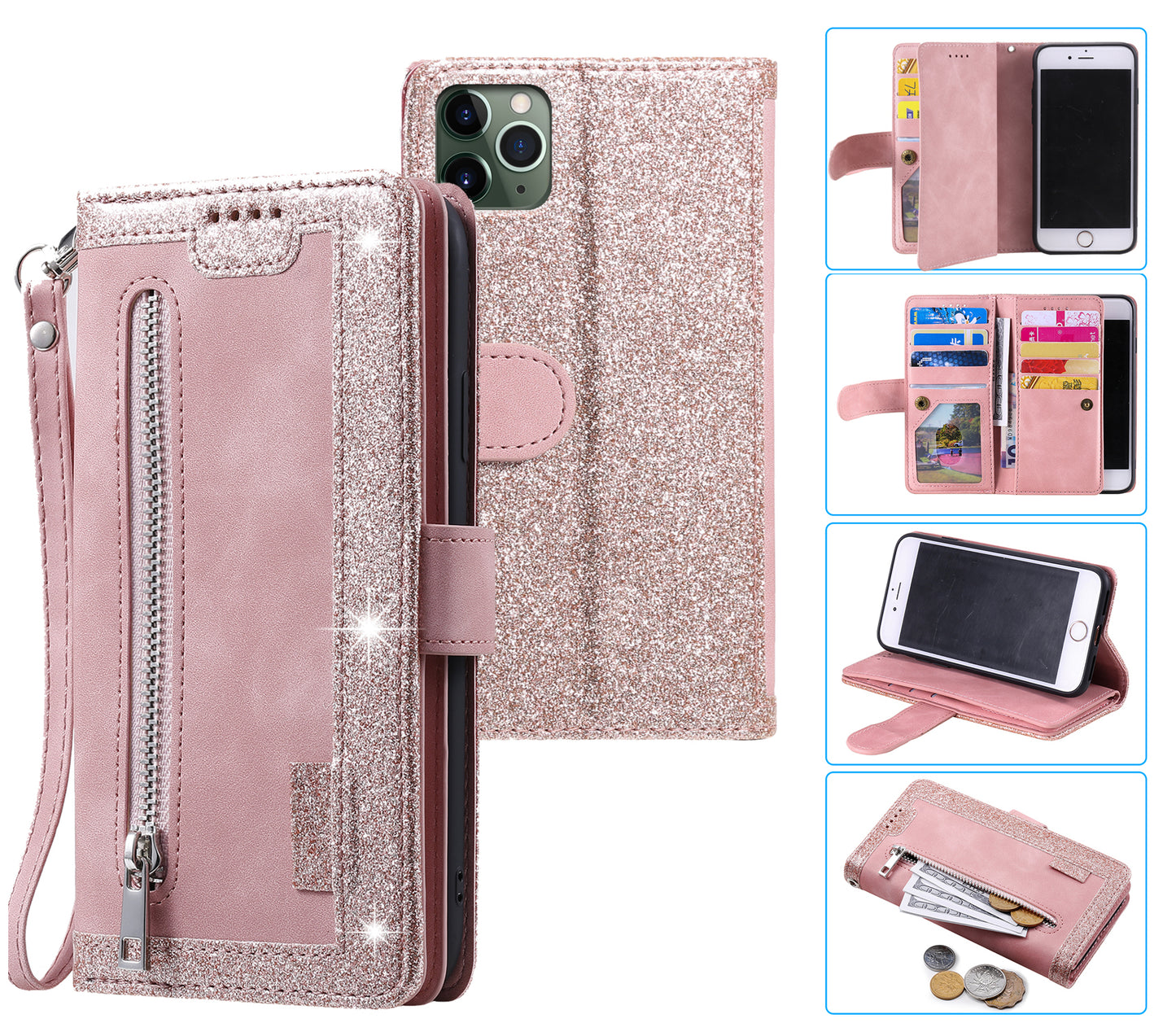 huawei mate 10 all in one wallet 9 card front zipper suede finish (w-014)