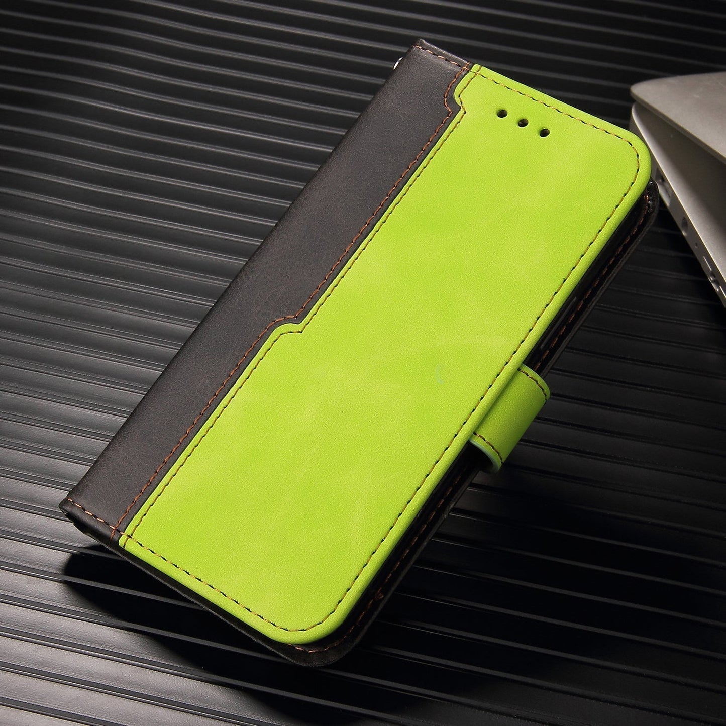 iphone 17 pro max flip wallet case suede finish collate style w 3 card slots & back magnetic closure (w-007)