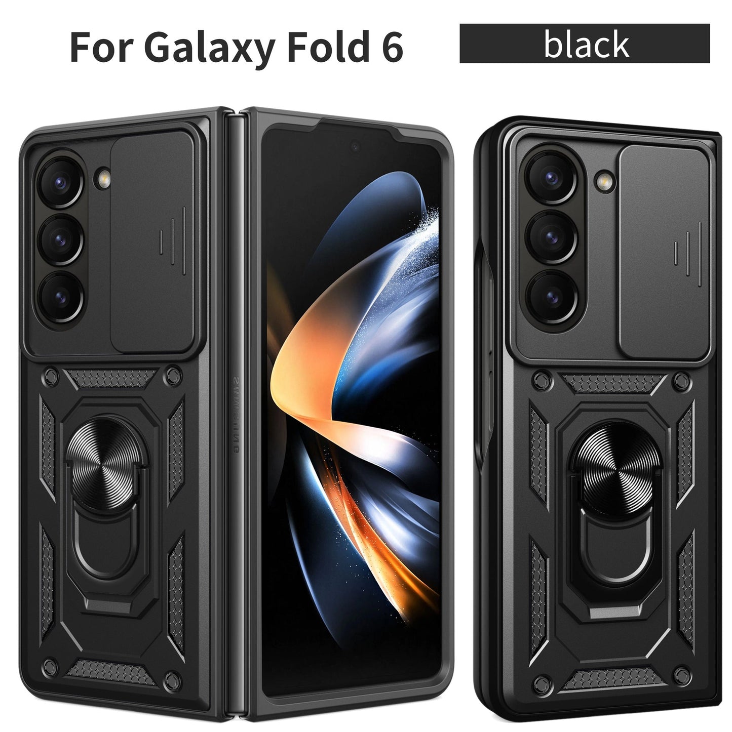 Samsung galaxy z fold 7 dual layer case with ring holder & camera shutter (B001)