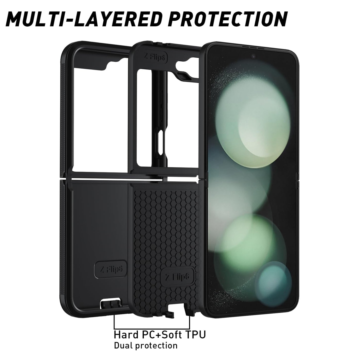 Samsung galaxy z flip 3 case triple layer otterbox defender style (no logo)