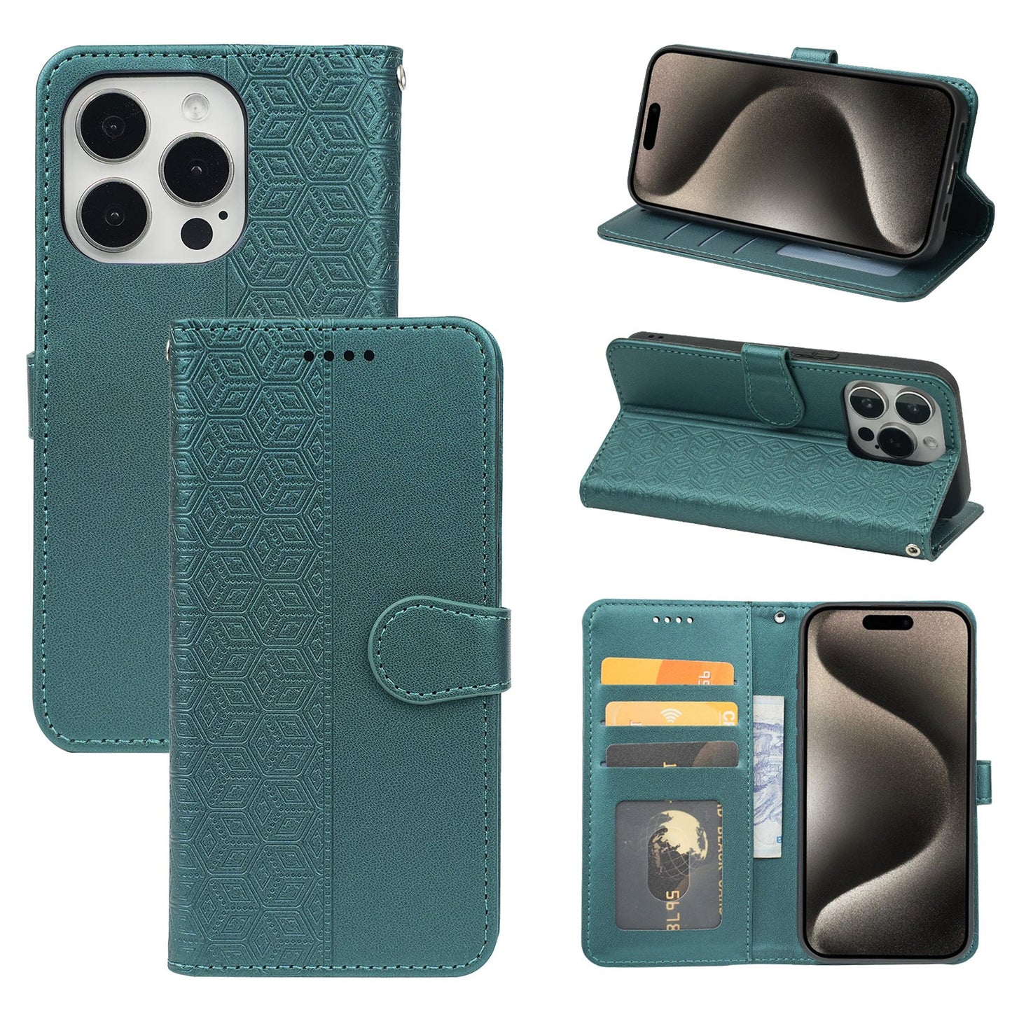 Google pixel 9 / 9 pro / 10 / 10 pro PU leather flip case stitched, patterned, 3 card slot & front round shaped closure (w-R20P3C)