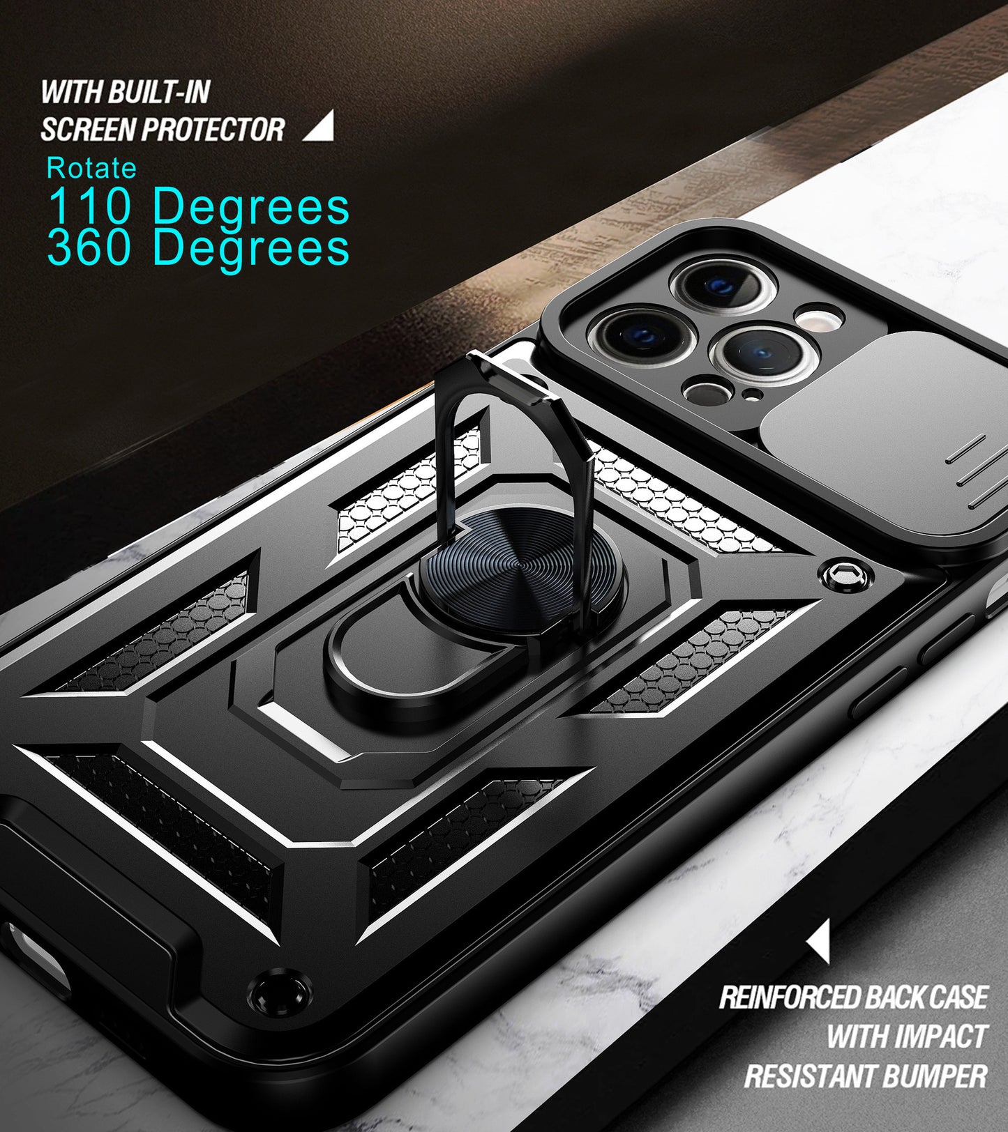 Huawei p30 lite dual layer case with ring holder & camera shutter (B001)