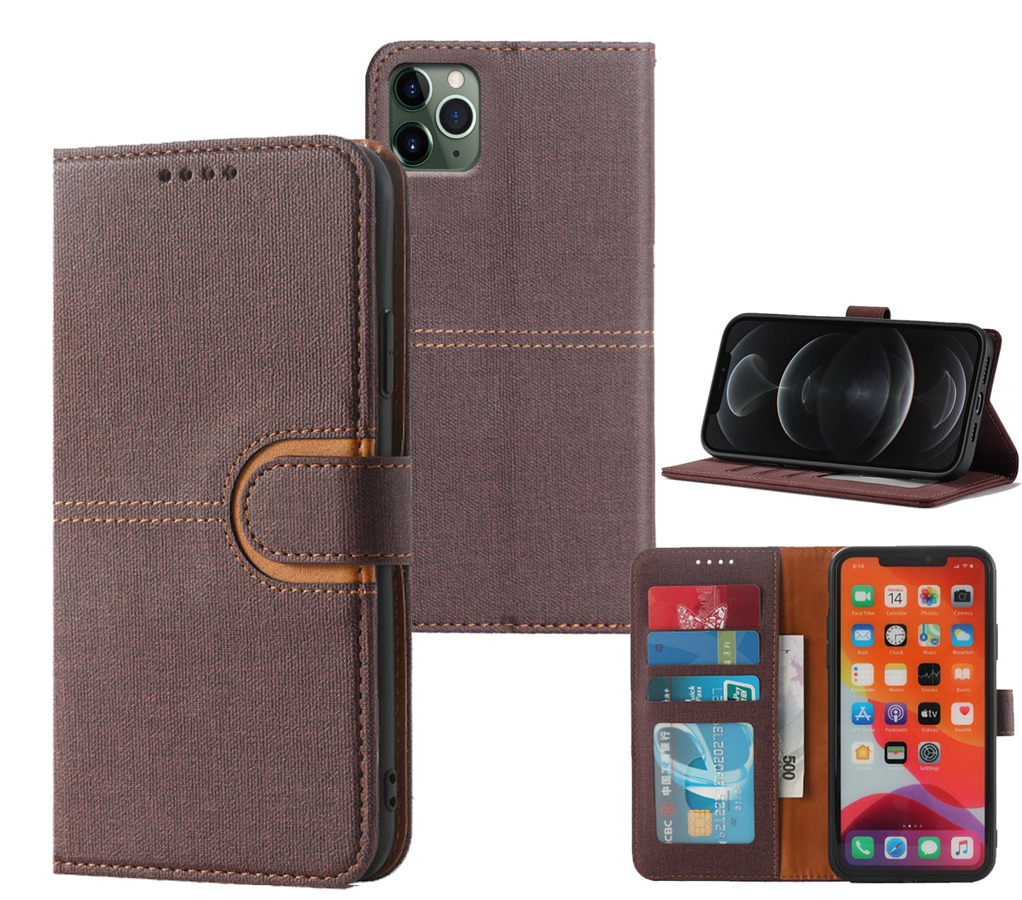 Google pixel 9 / 9 pro / 10 / 10 pro PU leather flip case canvas finish 3 card slot (w-canvas1)