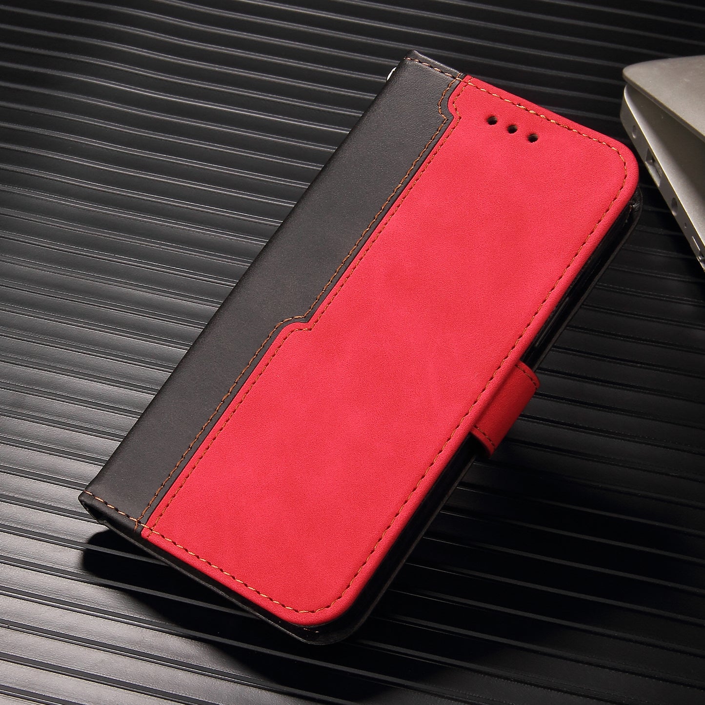huawei p10 lite flip wallet case suede finish collate style w 3 card slots & back magnetic closure (w-007)