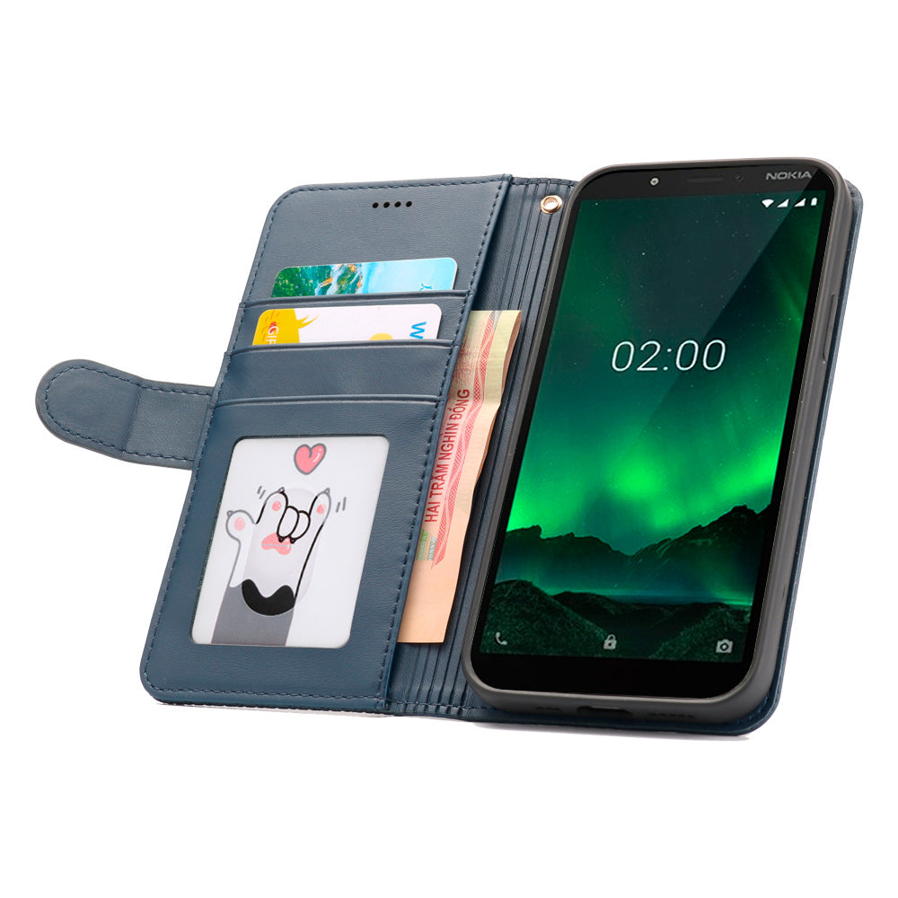 huawei nova 3e flip wallet case cowhide finish dot pattern 3 card slot & back magnet closure (w-008)