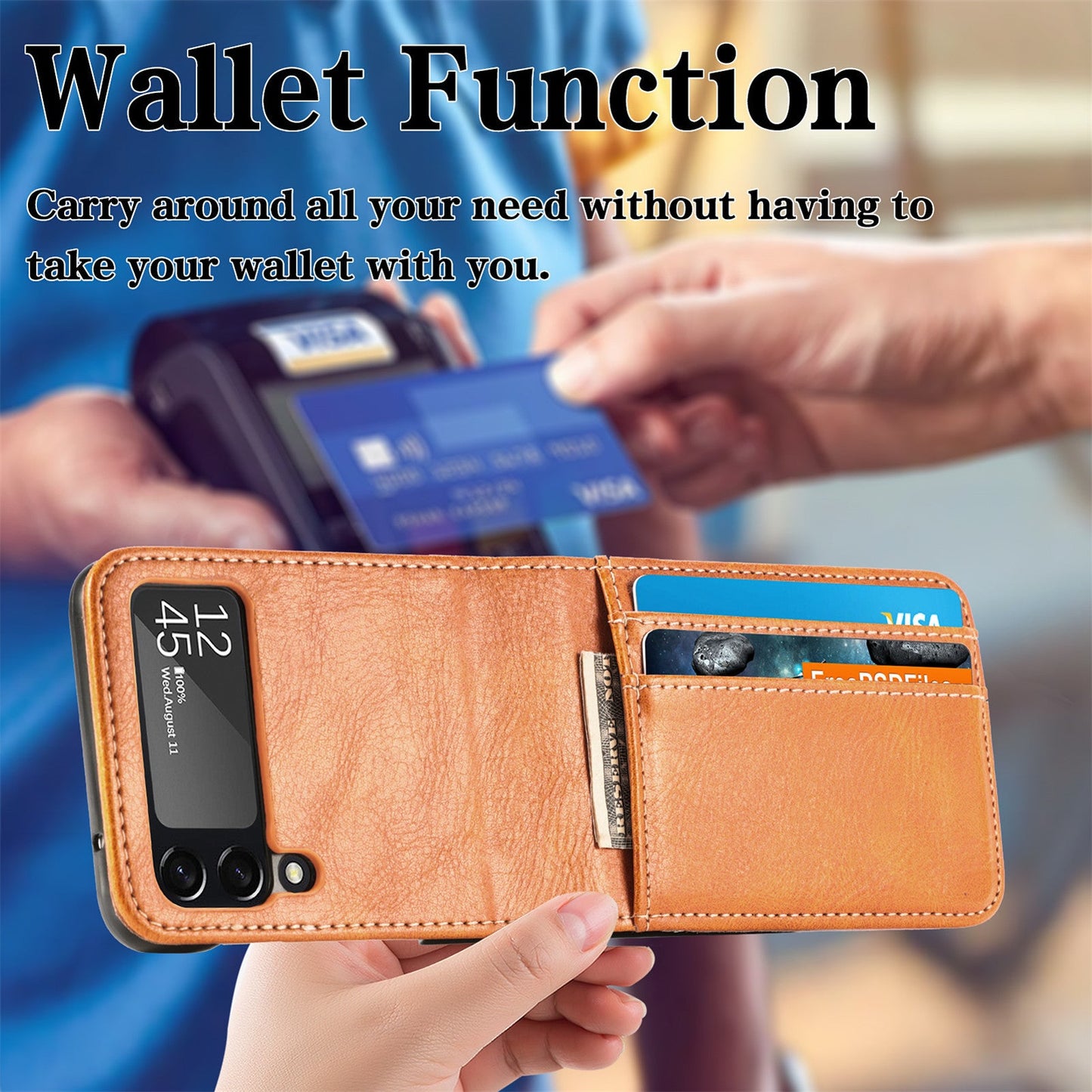 samsung galaxy z flip7 fe PU leather wallet case