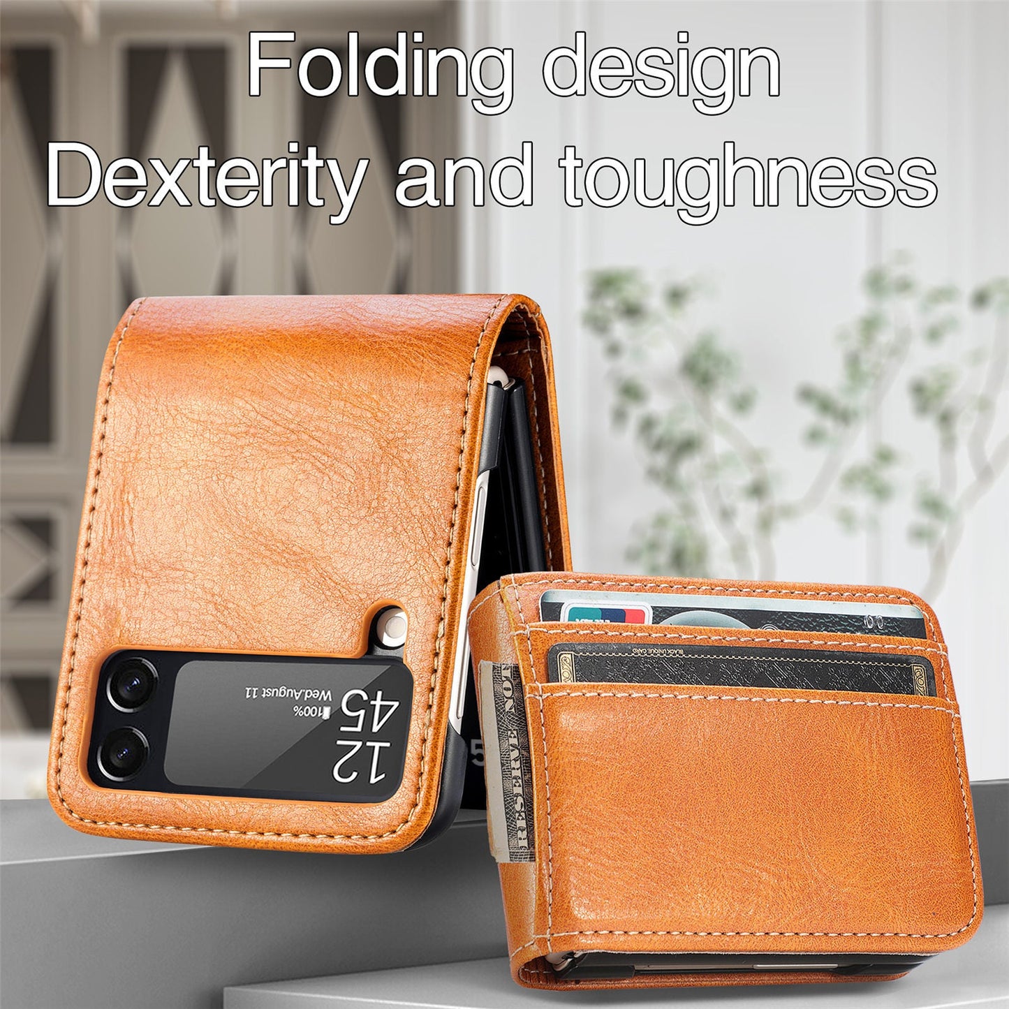 samsung galaxy z flip7 fe PU leather wallet case