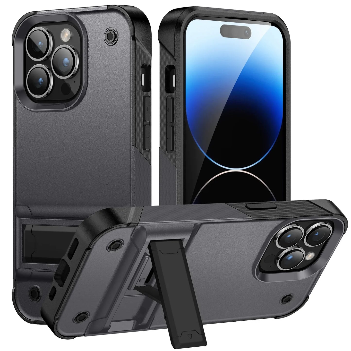 Iphone 16 case dual layer Heavy Duty Shockproof with Kickstand