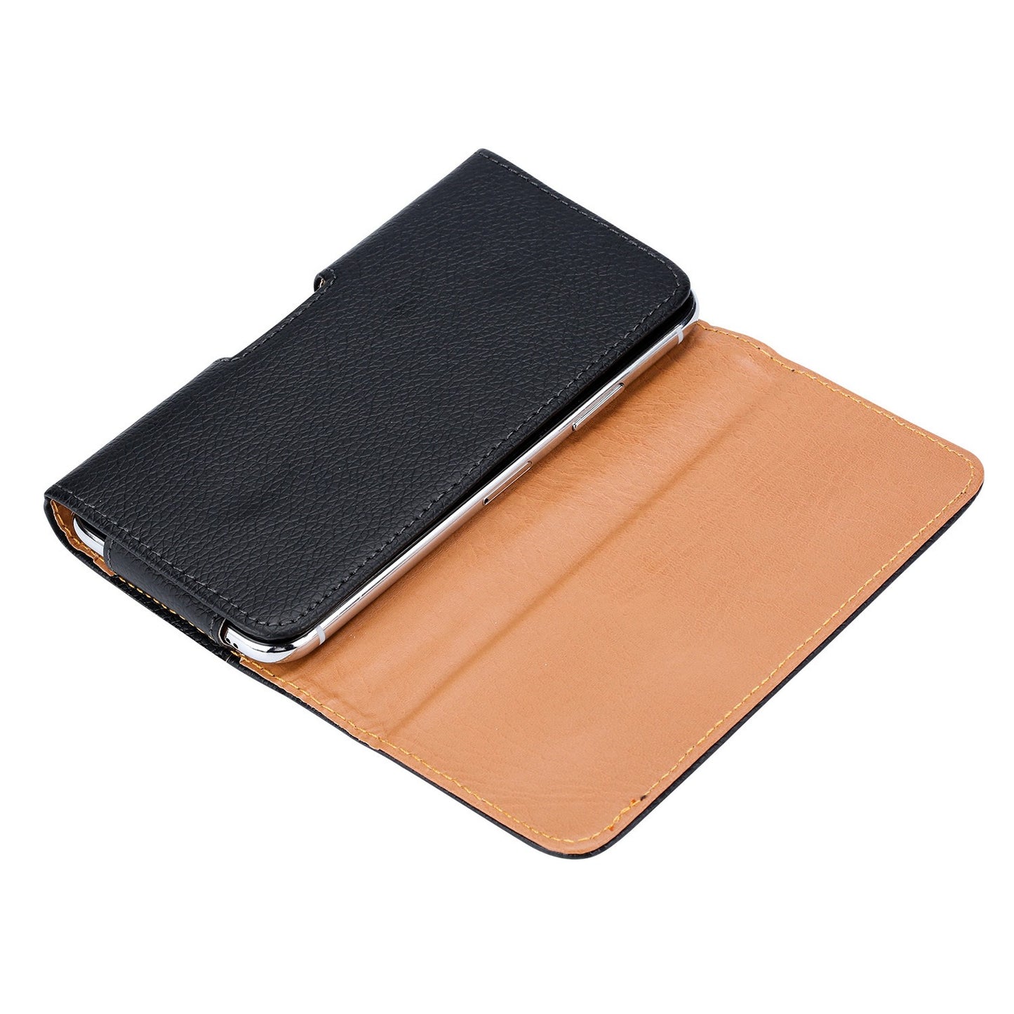Horizontal PU Leather Phone Holster with Belt Clip & Loop – Magnetic Closure, Universal Fit