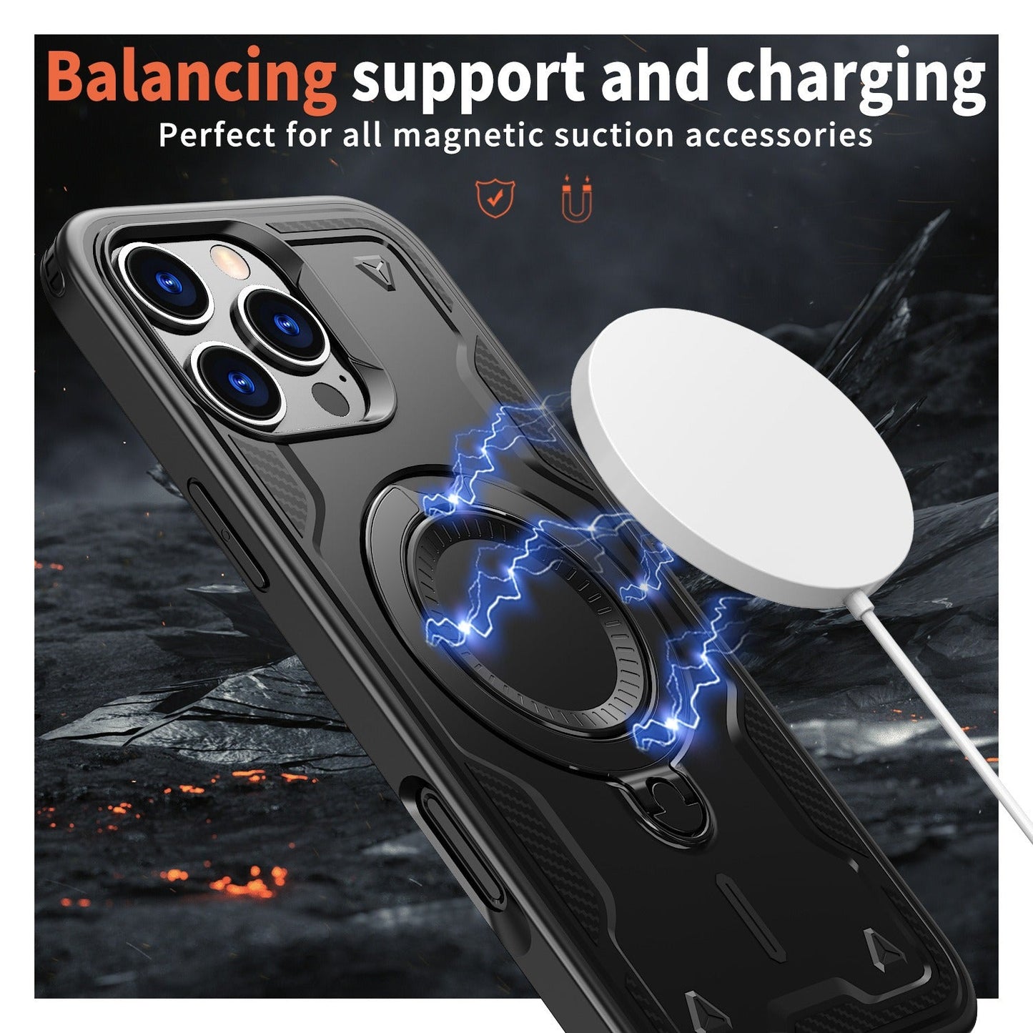 Iphone 17 air slim shockproof Case with 360? rotating Foldable Magnetic Ring Kickstand