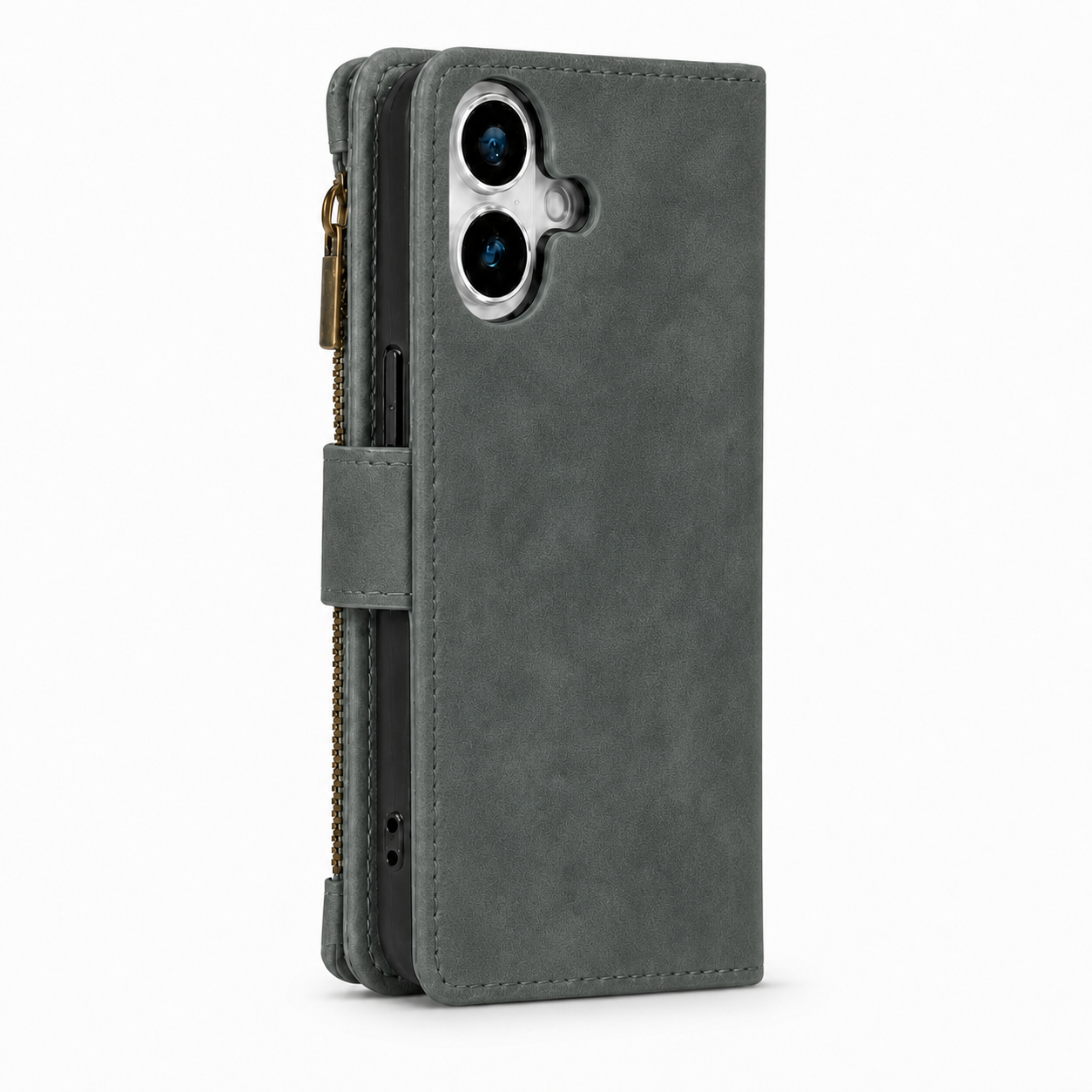 Google Pixel 10 Quilted Zip Wallet Case suede finish dual tone 9 card (w-017)