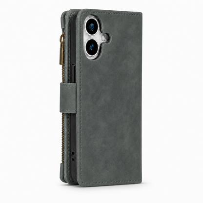 Google Pixel 10 Quilted Zip Wallet Case suede finish dual tone 9 card (w-017)