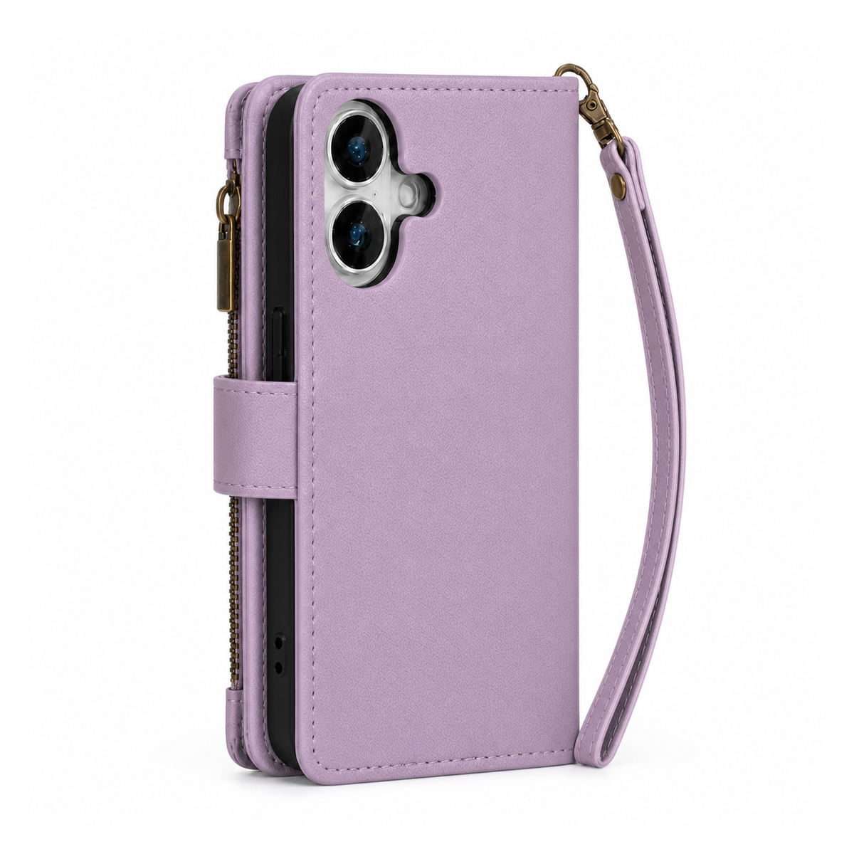 Google Pixel 10 Quilted Zip Wallet Case suede finish dual tone 9 card (w-017)