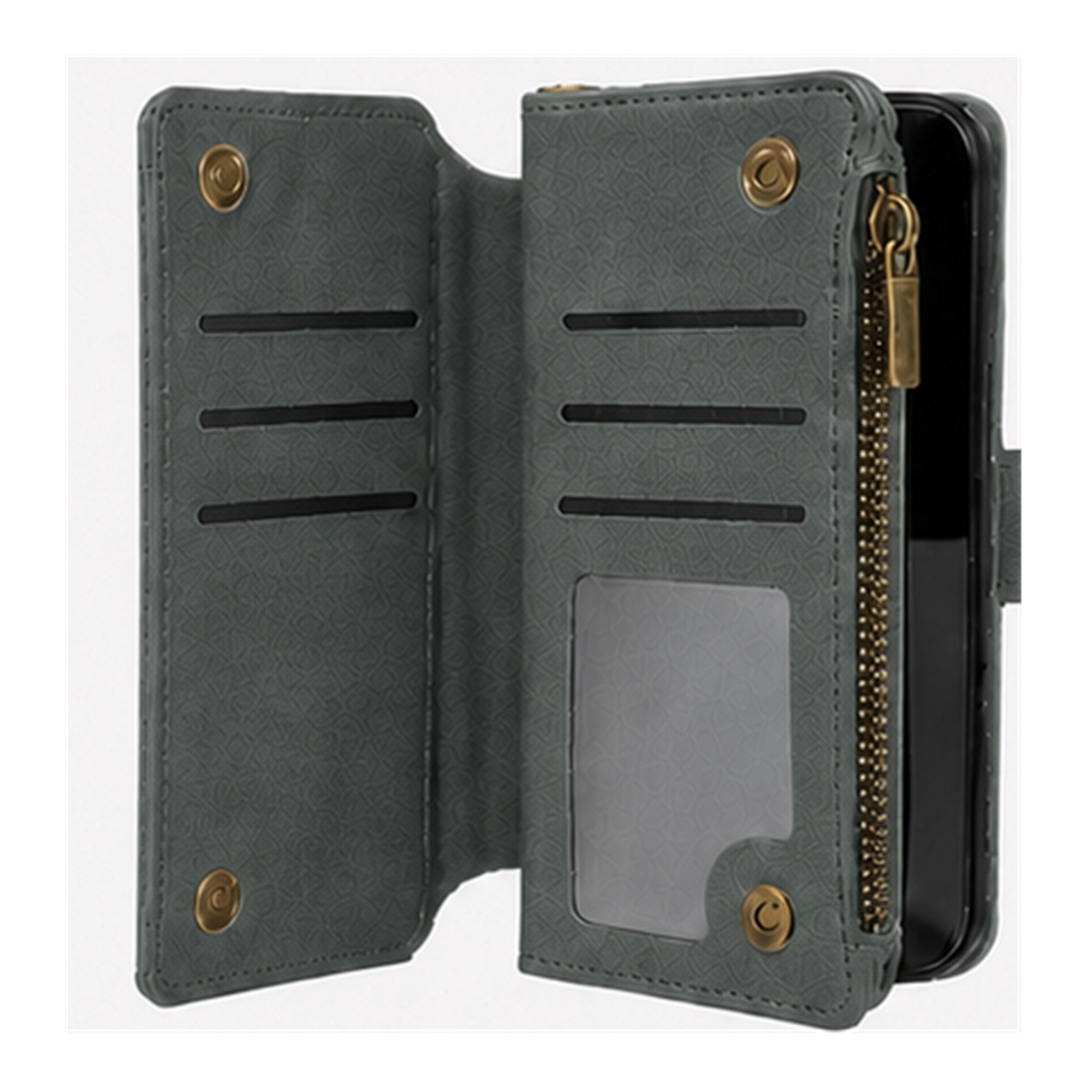Google Pixel 10 Quilted Zip Wallet Case suede finish dual tone 9 card (w-017)