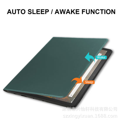 ipad case skin feel pu leather front loading style tpu back green