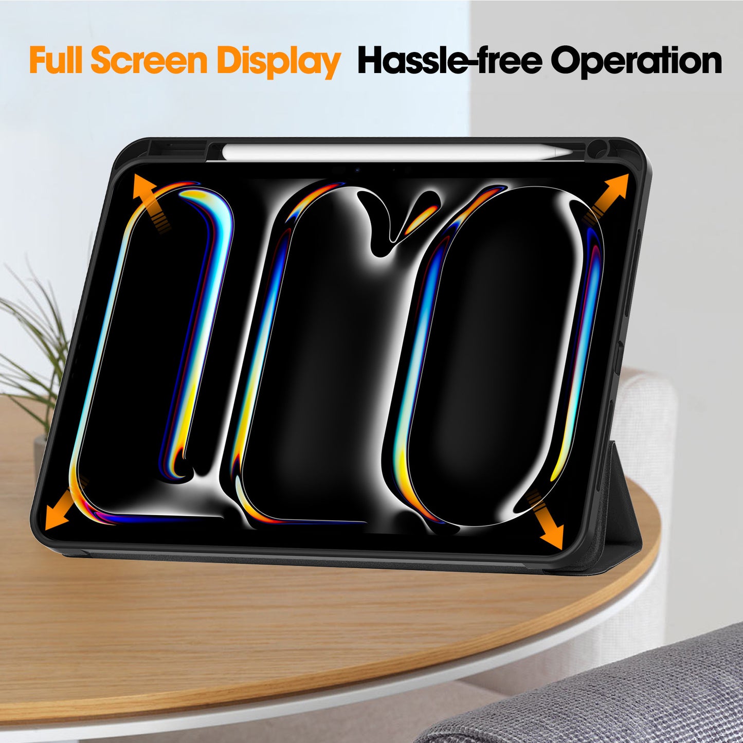 ipad case with pencil slot trifold compatible with ipad air 13 2024 /pro 12.9  2018-2022