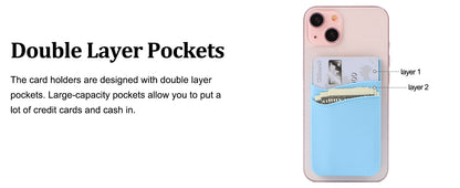 Dual slot Silicone Adhesive Phone Card Holder Stick-On Wallet Pocket for Back of Phone