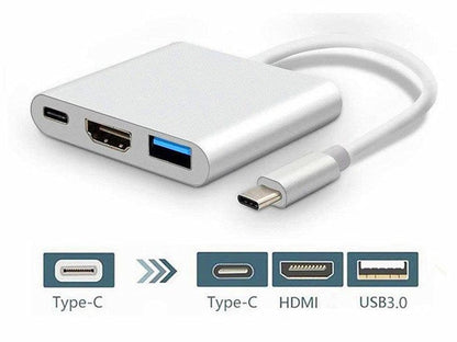 USB-C to HDMI + USB 3.0 + USB-C Multiport Adapter Hub (silver)