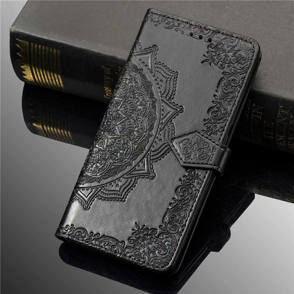 oppo a78 5g/a58 5g flip wallet case embossed patterned finish 3 card slots (w-006)