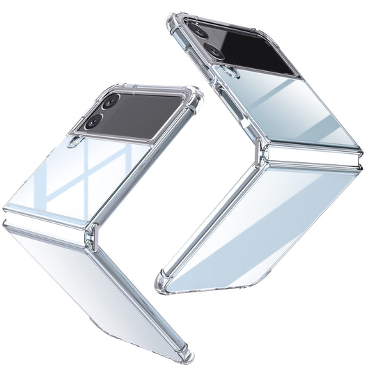 samsung galaxy z flip 7 hybrid clear shockproof case hard back+soft bumper lasting clarity