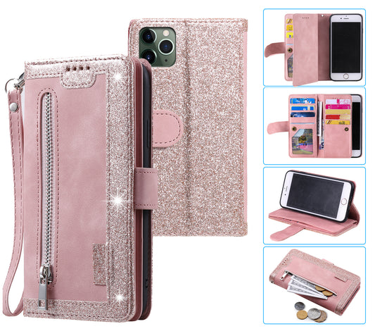 vodafone smart x9 all in one wallet 9 card front zipper suede finish (w-014)