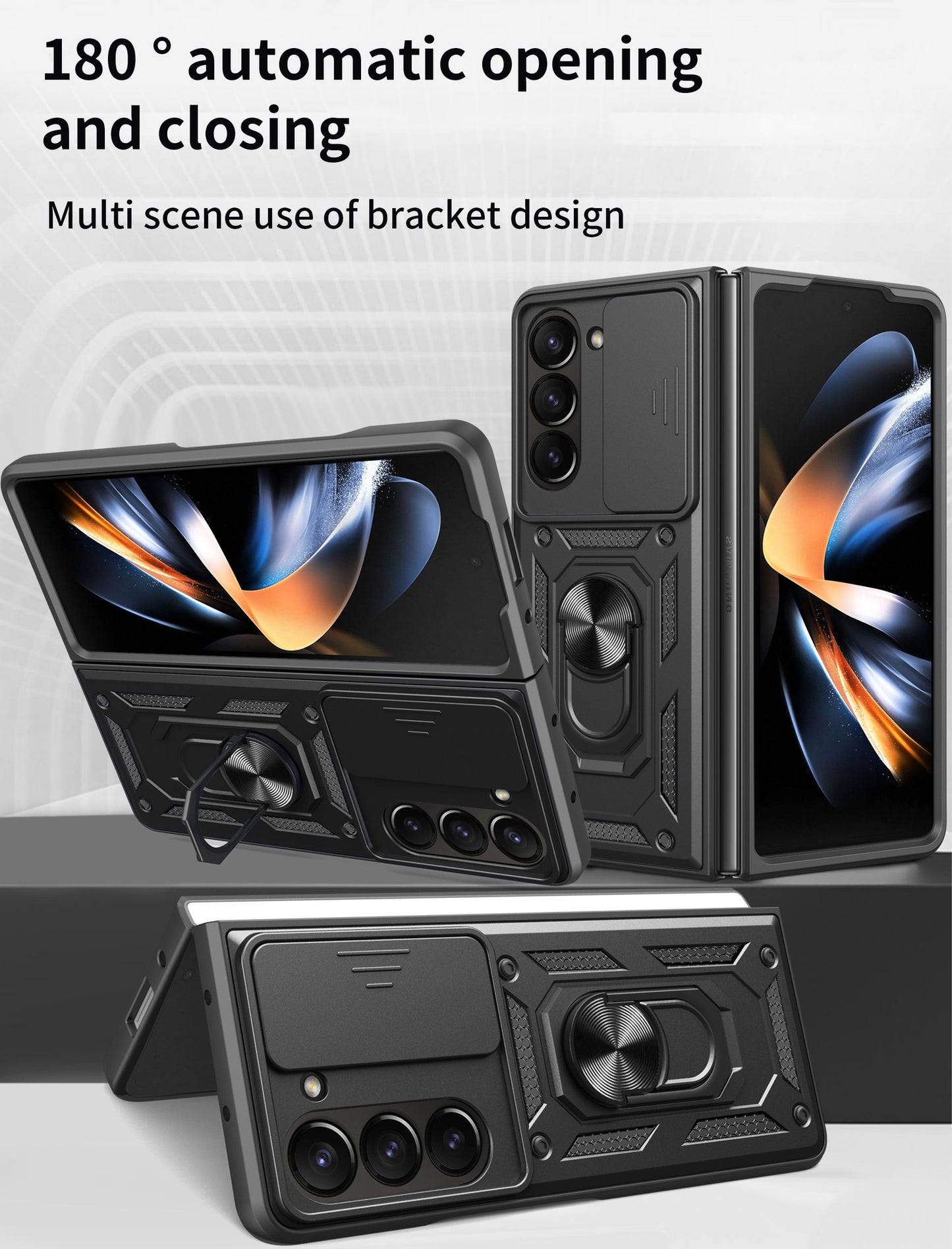 Samsung galaxy z fold 5 dual layer case with ring holder & camera shutter (B001)