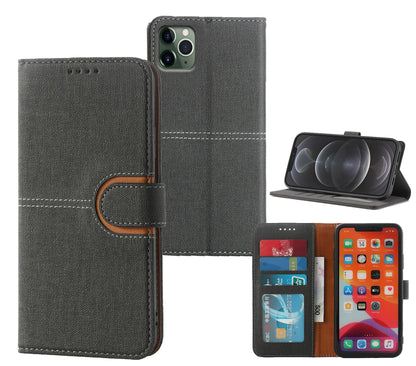samsung galaxy s26 plus PU leather flip case canvas finish 3 card slot (w-canvas1)