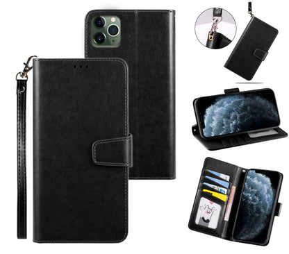 iphone 17 pro max flip wallet case top grain finish with 4 card slots (w-002)