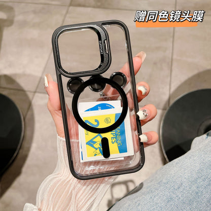 Iphone 16 magsafe lensguard clear case w colored bumper fold-out metallic camera frame & lens protector