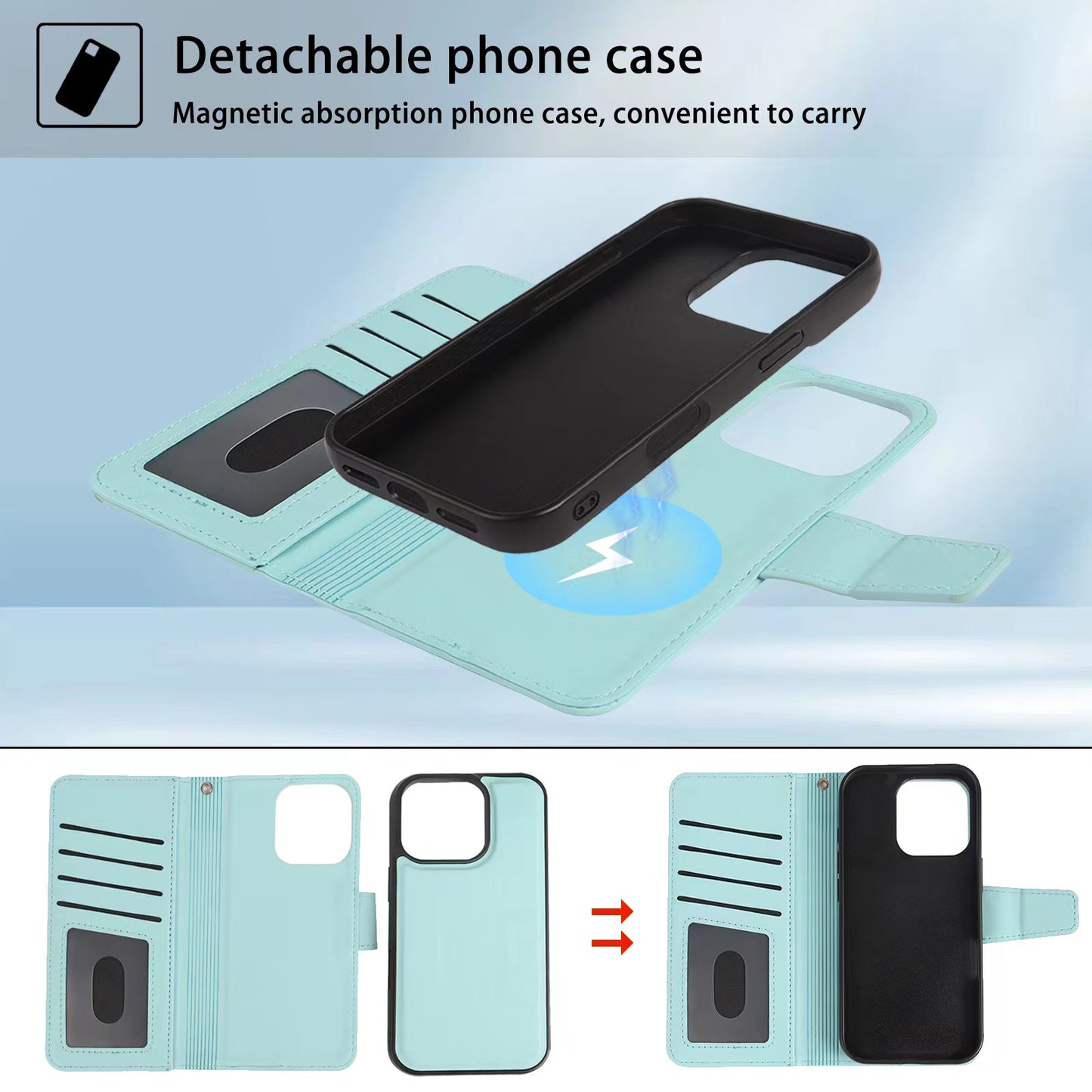oppo a78 5g/a58 5g 2 in 1 magnetic detachable wallet case
