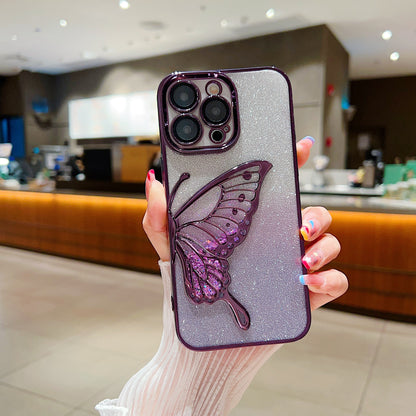 Iphone 13 pro floating glitter butterfly case