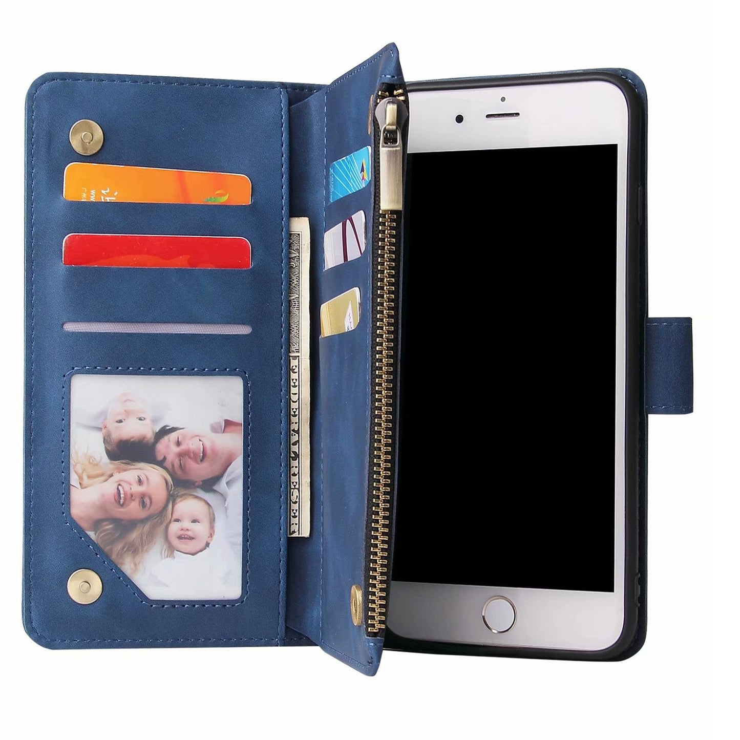 samsung galaxy xcover 7 pro multifunction wallet case suede finish 6 card slots & zipper pouch(w-010)