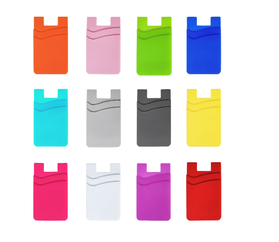 Dual slot Silicone Adhesive Phone Card Holder Stick-On Wallet Pocket for Back of Phone