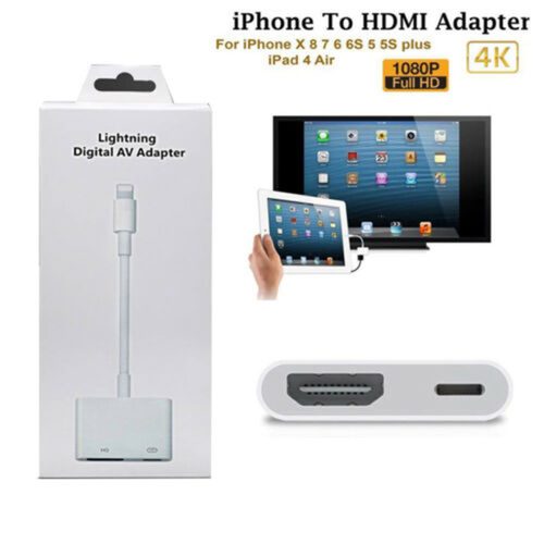 Lightning to HDMI Adapter Cable for iPhone iPad HDTV TV Projector 1080P HD