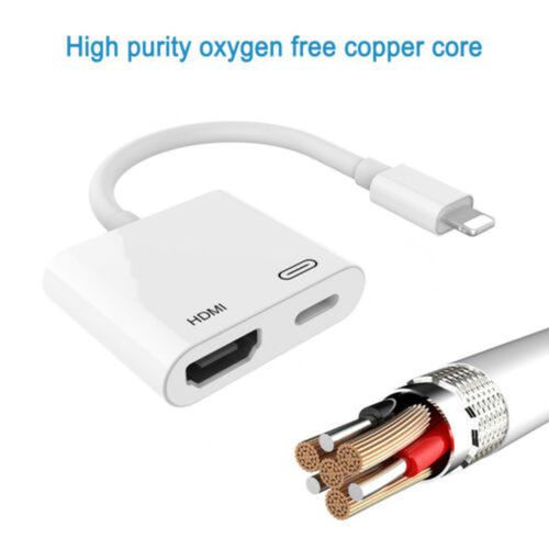 Lightning to HDMI Adapter Cable for iPhone iPad HDTV TV Projector 1080P HD