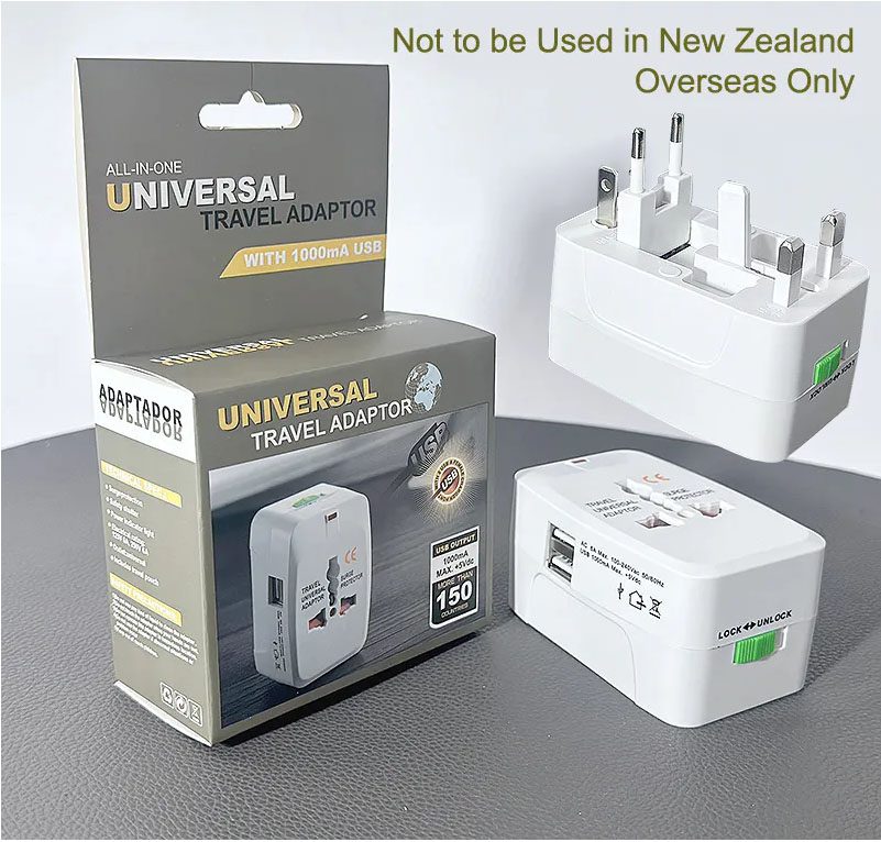 Universal All-in-One International Travel Adapter with 2 USB port