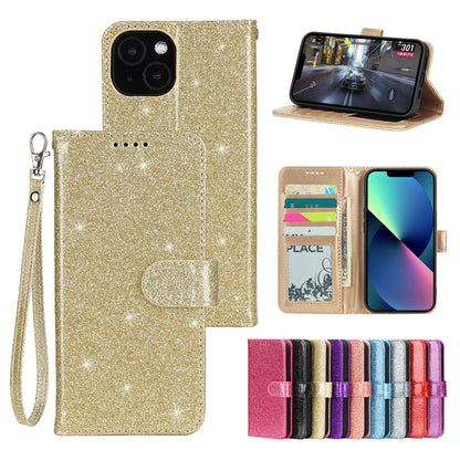 samsung galaxy s26 ultra PU leather flip case shiny glitter finish 3 card slot (w-glitter3)