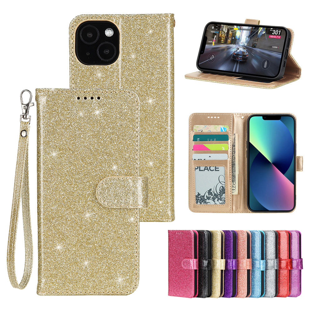 samsung galaxy s26 PU leather flip case shiny glitter finish 3 card slot (w-glitter3)