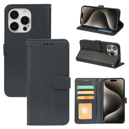 oppo a15 PU leather flip case stitched, patterned, 3 card slot & front round shaped closure (w-R20P3C)