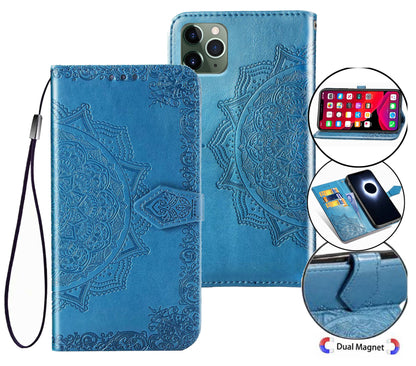vodafone smart n9 lite flip wallet case embossed patterned finish 3 card slots (w-006)