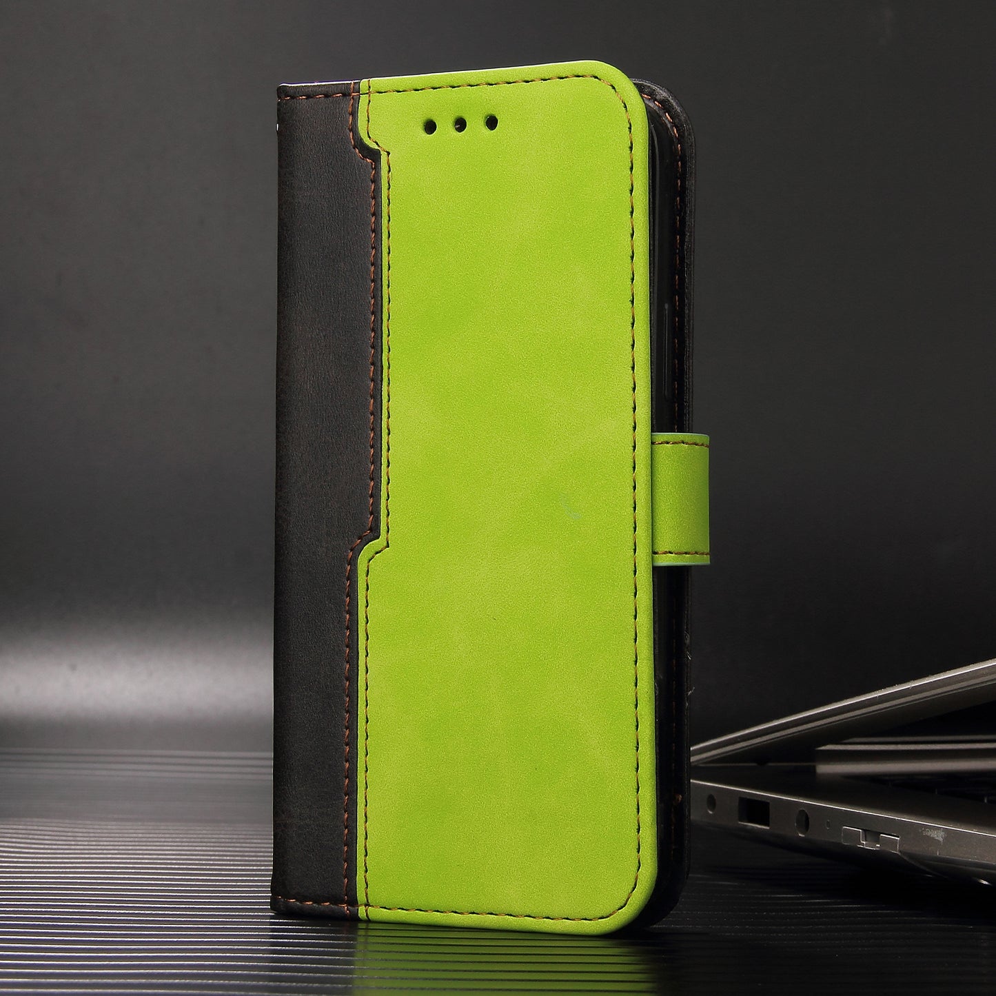 huawei p10 lite flip wallet case suede finish collate style w 3 card slots & back magnetic closure (w-007)