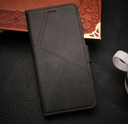 Moto g06 flip wallet case cowhide finish dot pattern 3 card slot & back magnet closure (w-008)