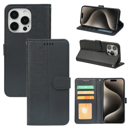 iphone 17 air PU leather flip case stitched, patterned, 3 card slot & front round shaped closure (w-R20P3C)
