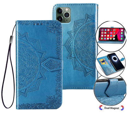 Motorola Moto g14 flip wallet case embossed patterned finish 3 card slots (w-006)