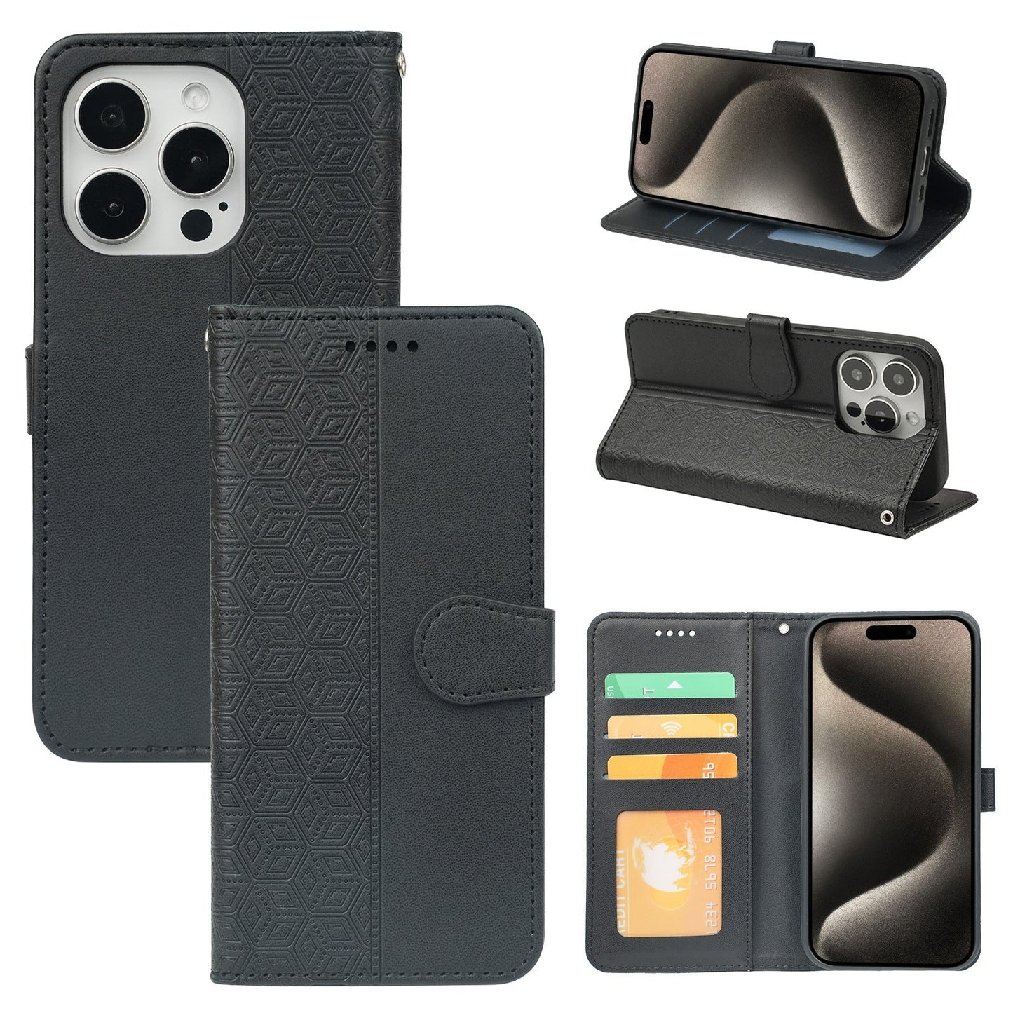 redmi a5 PU leather flip case stitched, patterned, 3 card slot & front round shaped closure (w-R20P3C)