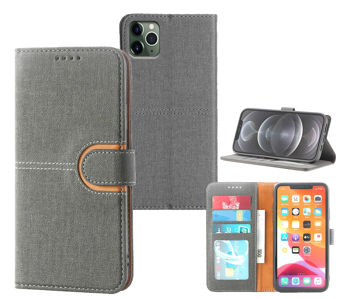 samsung galaxy s26 plus PU leather flip case canvas finish 3 card slot (w-canvas1)