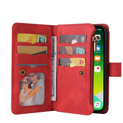 Samsung Galaxy S25 suede multifunction wallet case 15 cards & zipper pocket (w-018)