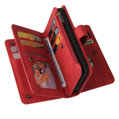 Samsung Galaxy S25 suede multifunction wallet case 15 cards & zipper pocket (w-018)