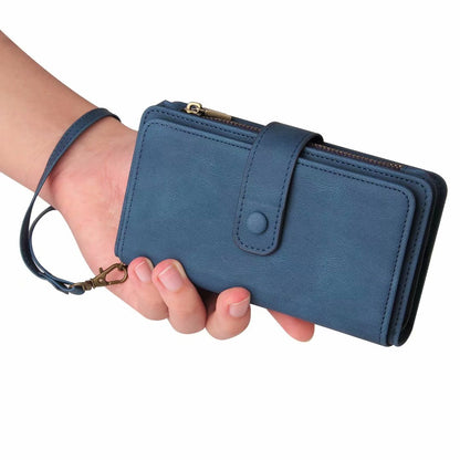 Samsung Galaxy S25 suede multifunction wallet case 15 cards & zipper pocket (w-018)