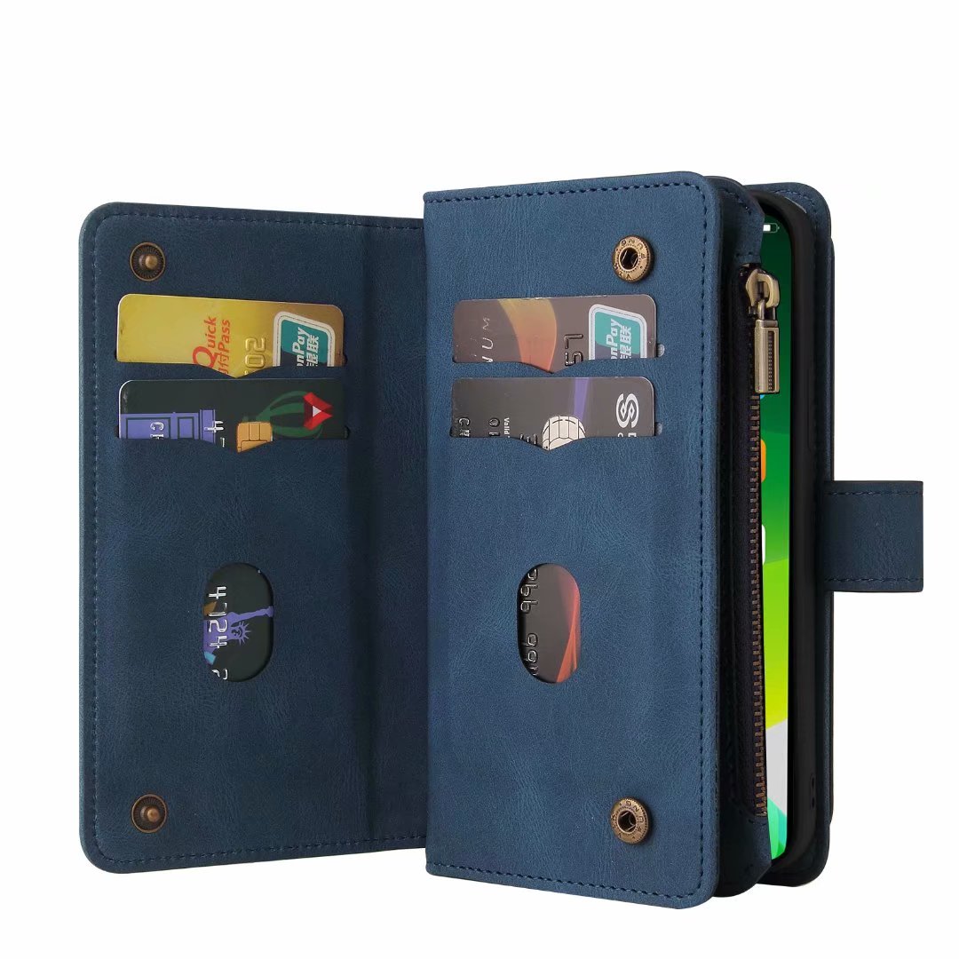 Samsung Galaxy S25 suede multifunction wallet case 15 cards & zipper pocket (w-018)